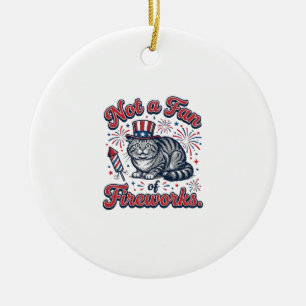 Ornamento De Cerâmica Camisa de Gato Assustado Não é Fã de Fogos de Arti