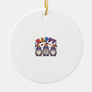 Ornamento De Cerâmica Camisa de Gnome de Arco-Íris do Mês do Orgulho Vin