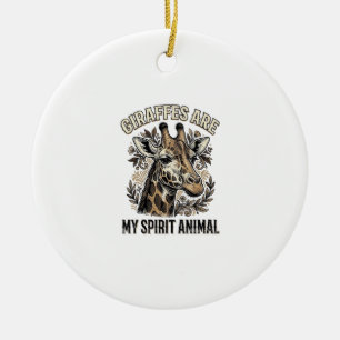 Ornamento De Cerâmica Camisa de gravura vintage do animal espírito Giraf