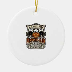 Ornamento De Cerâmica Camisa de Guarda de Segurança de Halloween com Gat