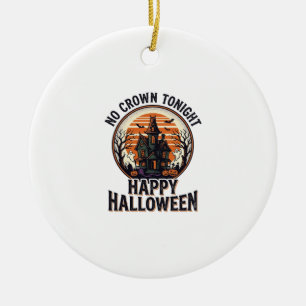 Ornamento De Cerâmica Camisa de Halloween Assombrada Com Arte da Mansão