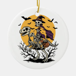 Ornamento De Cerâmica Camisa de Halloween de Dinossauro Esqueleto Vintag