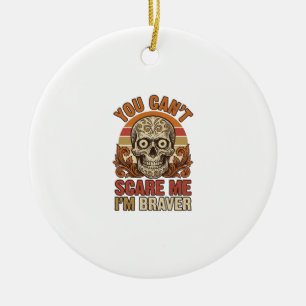 Ornamento De Cerâmica Camisa de Halloween Vintage Skull You Can’t Scare