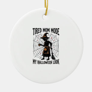 Ornamento De Cerâmica Camisa de Mãe de Halloween Fantasia Cansada Gráfic