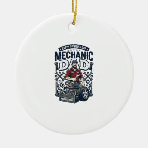 Ornamento De Cerâmica Camisa de Mecânico do Dia do Pai Pai Engraçado Pre