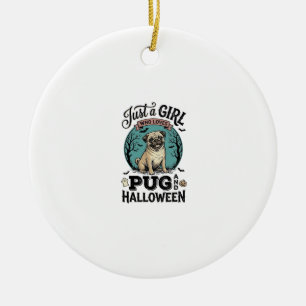 Ornamento De Cerâmica Camisa de Menina Amante de Cachorro Pug Vintage de