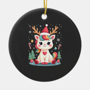 Ornamento De Cerâmica Camisa de Natal Fofo Meninas Mulheres Xmas Unicórn