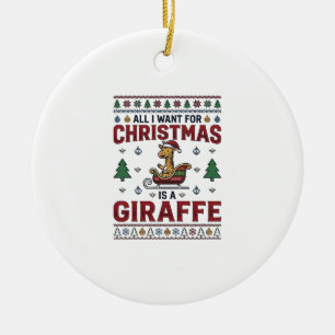 Ornamento De Cerâmica Camisa de Natal Girafa Trenó Festa Divertida Des
