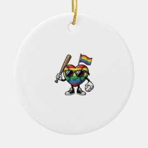 Ornamento De Cerâmica Camisa de Orgulho de Beisebol Coração Arco-íris Vi