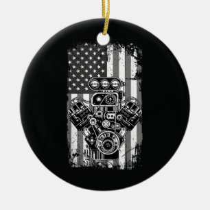 Ornamento De Cerâmica Camisa de Pistão de Carro Musculoso Vintage Bandei