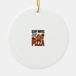 Ornamento De Cerâmica Camisa de Pizza de Terror para Fãs de Noite de Fil