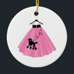 Ornamento De Cerâmica Camisa de Poodle Rosa<br><div class="desc">As meninas adoram jogar 50 e vestir saias de poodle.</div>