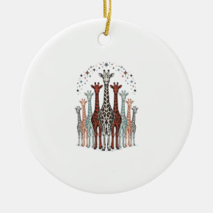 Ornamento De Cerâmica Camisa de Safári com Manada de Girafas Gravadas Vi