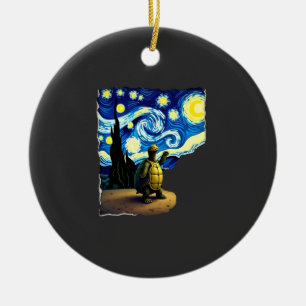 Ornamento De Cerâmica Camisa de Tartaruga Artística Tartaruga Noite Est