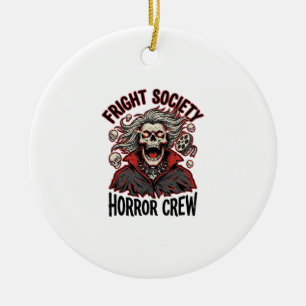 Ornamento De Cerâmica Camisa de Terror Vintage Fright Society Design de