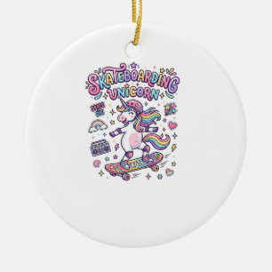 Ornamento De Cerâmica Camisa de Unicórnio de Skateboarding Unicórnio Tip