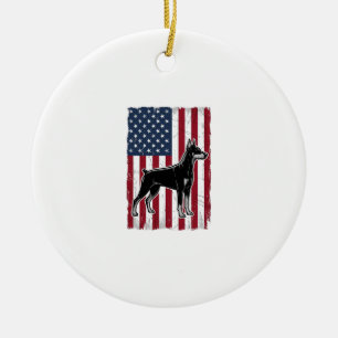 Ornamento De Cerâmica Camisa de Vetor Vintage de Cão Patriótico Design_1