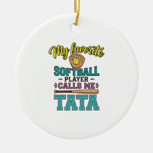 Ornamento De Cerâmica Camisa do Jogador de Softbol Favorito Me Chama TAT