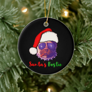 Ornamento De Cerâmica Camisa do Melhor Amigo do Papai Noel de Natal do B