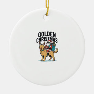 Ornamento De Cerâmica Camisa do Papai Noel de Natal Dourado Cavalgando R