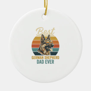 Ornamento De Cerâmica Camisa do Papai Pastor Alemão Vintage Sunset Desig