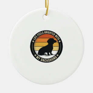 Ornamento De Cerâmica Camisa do Pôr do Sol Dachshund Design Vintage Aman