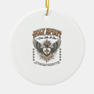 Ornamento De Cerâmica Camisa do Sagrado Coração Alado com Gravação Vinta