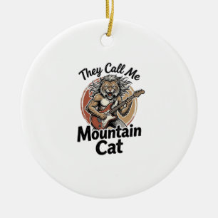 Ornamento De Cerâmica Camisa Gráfica Vintage de Gato na Montanha_1