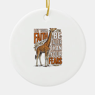 Ornamento De Cerâmica Camisa Inspiradora Vintage Girafa Fé Design_1