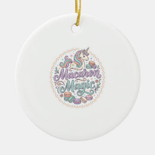 Ornamento De Cerâmica Camisa Mágica de Macaron Unicórnio Caprichoso Desi