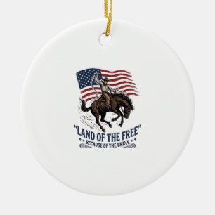 Ornamento De Cerâmica Camisa Patriota Cowboy Terra Da Liberdade Ocidenta