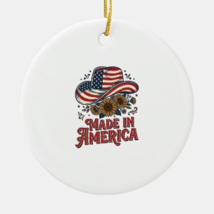 Ornamento De Cerâmica Camisa Patriótica de Cowboy Feita na América Proje
