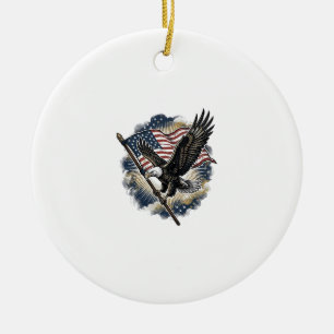 Ornamento De Cerâmica Camisa Patriótica Vintage Eagle Flag Design_1