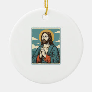 Ornamento De Cerâmica Camisa Religiosa do Salvador Orando Vintage Design
