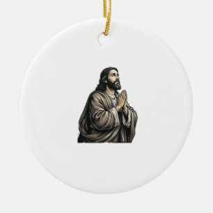 Ornamento De Cerâmica Camisa Religiosa Homem Orando Gravura Vintage Desi