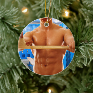 Ornamento De Cerâmica camisa SlipperyJoe do homem musculoso sem peito ab