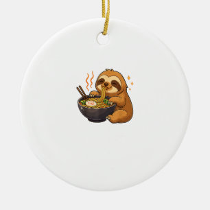 Ornamento De Cerâmica Camisa Sloth com Noodles Ramen Kawaii Sloth