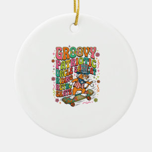 Ornamento De Cerâmica Camisa Típica do Tio Sam Patriótico Retro (