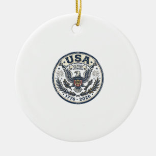 Ornamento De Cerâmica Camisa USA 250 Anos Liberdade Águia Vintage Badge_