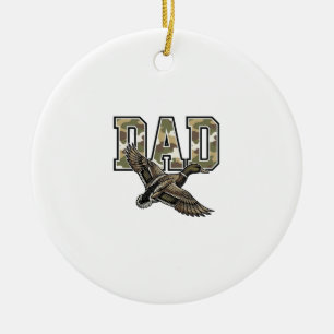Ornamento De Cerâmica Camisa Vetorial Camo Papai Pato Xilogravura Vintag