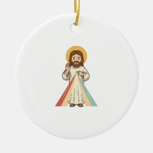 Ornamento De Cerâmica Camisa Vetorial de Bênção Religiosa Vintage Design