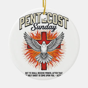 Ornamento De Cerâmica Camisa Vintage Cruz Pombo Domingo de Pentecostes