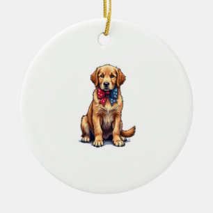 Ornamento De Cerâmica Camisa Vintage de Cachorrinho Golden Retriever Pat