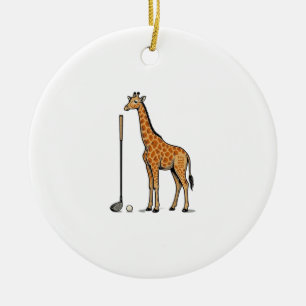Ornamento De Cerâmica Camisa Vintage de Girafa de Golfe Vector Desi