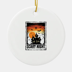 Ornamento De Cerâmica Camisa Vintage de Halloween Casa Assombrada Noite