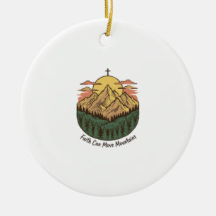 Ornamento De Cerâmica Camisa Vintage de Montanha Fé Pode Mover Montanhas