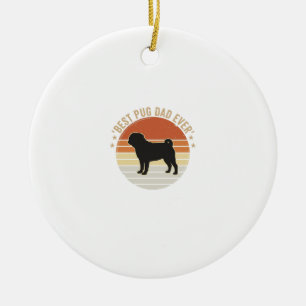 Ornamento De Cerâmica Camisa Vintage Melhor Pai Pug de Sempre Amante de 