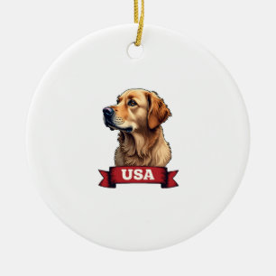 Ornamento De Cerâmica Camisa Vintage USA Golden Retriever Gravura 4