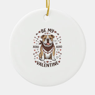 Ornamento De Cerâmica Camisa Vintage Valentine Bulldog XOXO Design_1