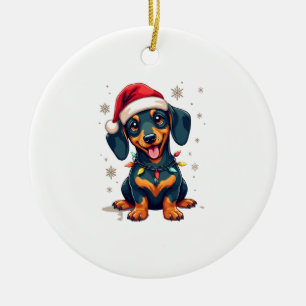 Ornamento De Cerâmica Camisas de Natal de árvore de cães Dachshund Prese